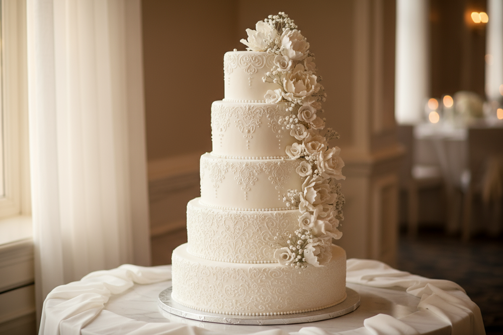 Generate me a beutiful cake like wedding cake 